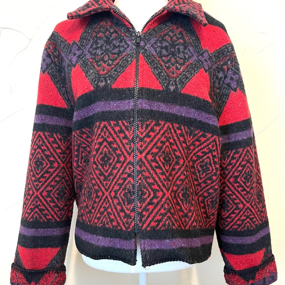 Southwest Western Red and Purple Zip-Up Jacket